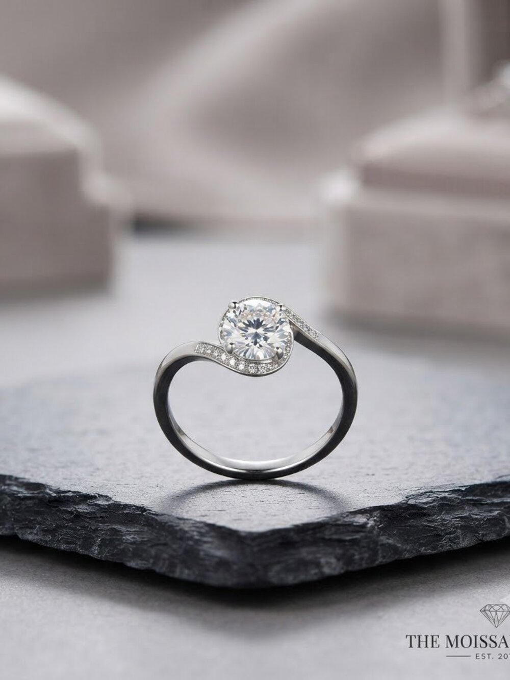 1.5ctw Round Brilliant Solitaire Twist Ring .925 Silver Sz 7